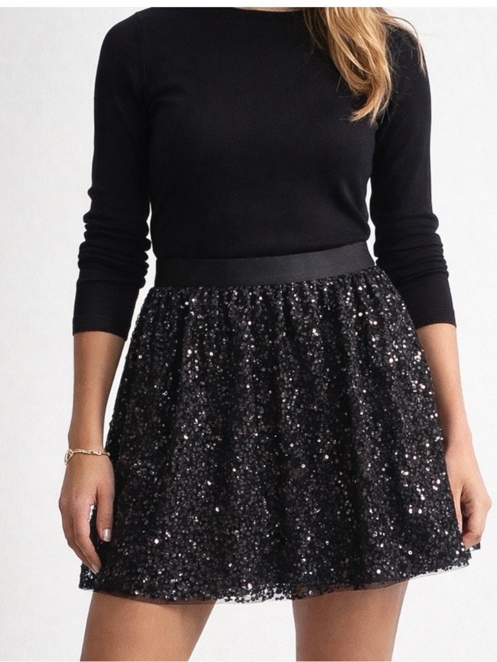 J. Crew Black Sequin Mini Skirt